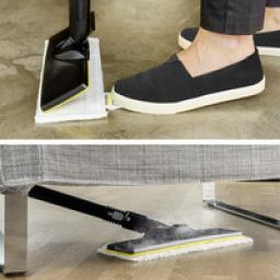 Bodenreinigungsset EasyFix mit flexiblem Gelenk an der Bodendüse und komfortabler Klettfixierung des Bodentuchs