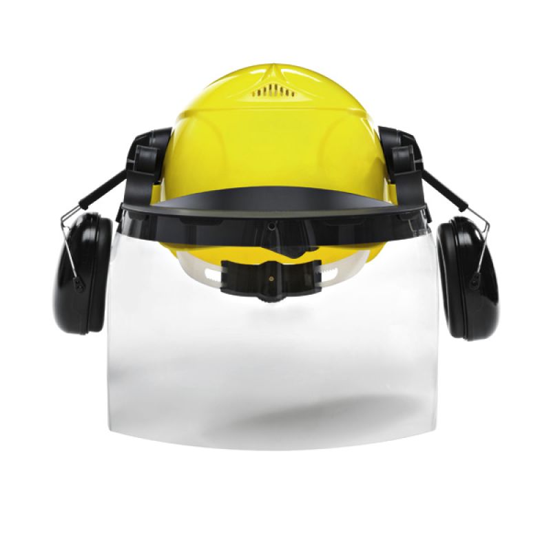 Schutzhelm-Set, mit Gehörschutz und Kunststoffvisier